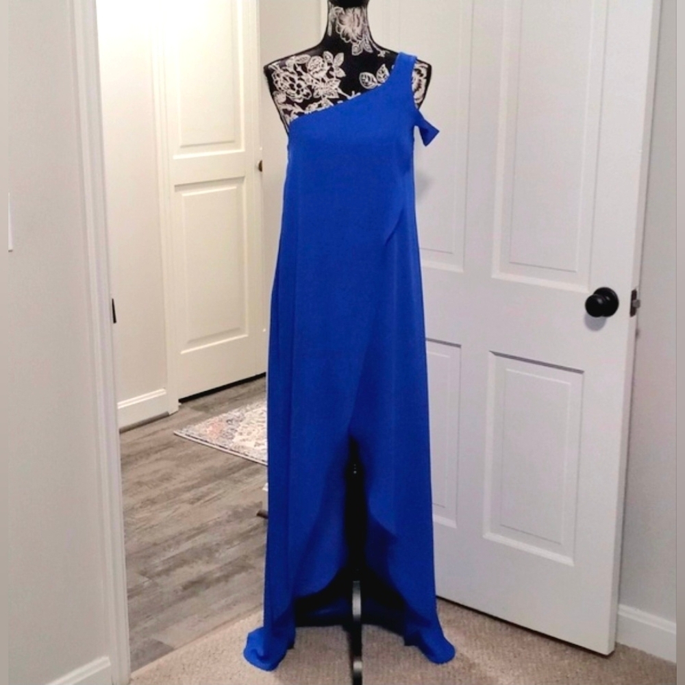 🆕️ 💙HTF Crosby💙 - Royal Blue Alexia One-Shoulder Hi-Low Maxi Dress
